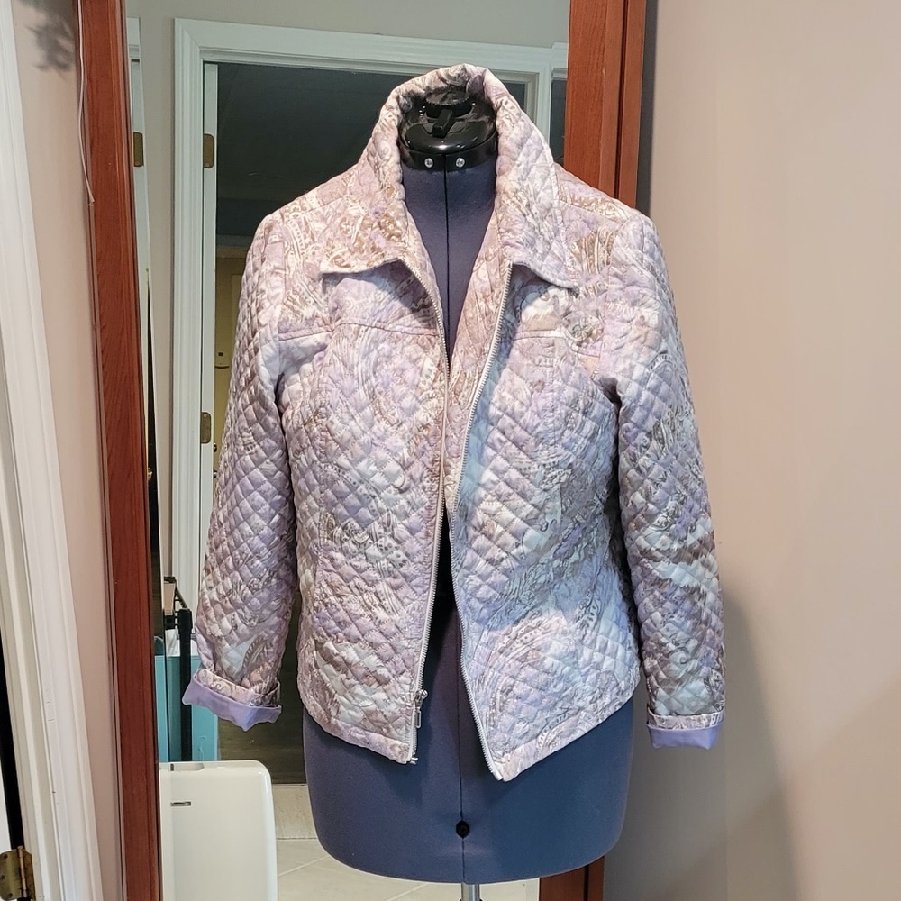 Chico's size 2 Lavender and Tan Quilted Jacket